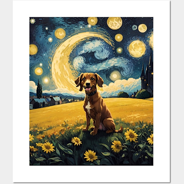 Starry Night Dachshund  Dog , Van Gogh Dachshund Art Wall Art by VisionDesigner